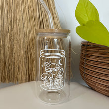 Load image into Gallery viewer, Glass Can with glass straw 16oz -Mushroom Collection