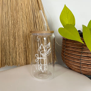 Glass Can with glass straw 16oz - Free Spirit Collection