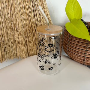 Glass Can with glass straw 16oz - Free Spirit Collection