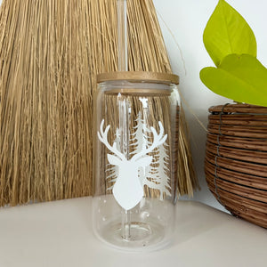 Glass Can with glass straw 16oz - Western Collection