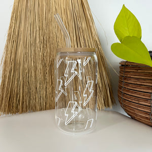 Glass Can with glass straw 16oz - Flash Collection