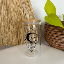 Load image into Gallery viewer, Glass Can with glass straw 16oz - Moon Lovers Collection