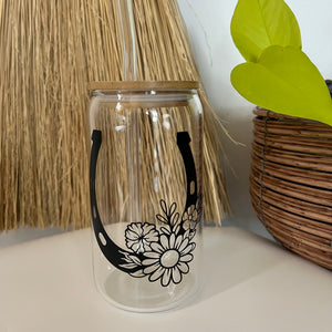 Glass Can with glass straw 16oz - Western Collection