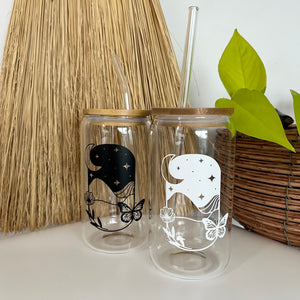 Glass Can with glass straw 16oz - Arches Collection