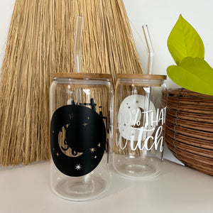Glass Can with glass straw 16oz - Moon Lovers Collection
